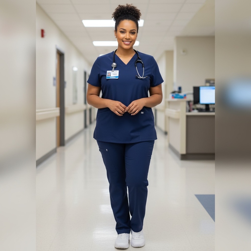 FIGS Royal Blue Tech Scrub Top Women’s XXL Medical Healthcare Uniform Nurse Tech